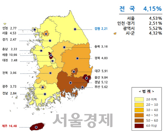 전국 표준단독주택가격 상승률 / 자료=국토부