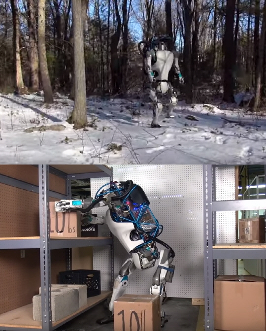 보스턴 다이나믹스 연구팀이 개발한 휴머노이드 로봇 아틀라스를 상대로 다양한 실험을 진행하고 있다.(영상 캡쳐= Boston Dynamics)