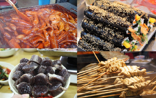 국민 대표 길거리 음식인 ‘김·떡·순(김밥, 떡볶이, 순대)등의 분식 모습