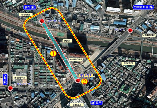 삼화맨션앞 교차로∼과정교차로(온천천횡단교) 도로 건설 위치도./제공=부산시