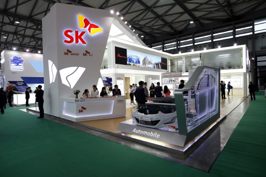 중국 상하이에서 열리는 국제 플라스틱 전시회 ‘차이나플라스’에 마련된 SK종합화학 부스 /사진제공=SK종합화학