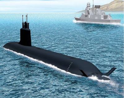 프랑스 DCNS사가 호주 해군에 납품할 차기 잠수함 상상도. 디젤 동력을 원자력으로 교체할 수 있다는 점에서 세계 각국의 대형 잠수함 확보 경쟁을 예고하고 있다.