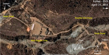 미국 과학국제안보연구소(ISIS)가 지난 25일 공개한 북한 풍계리 핵실험장 위성사진 모습. /연합뉴스