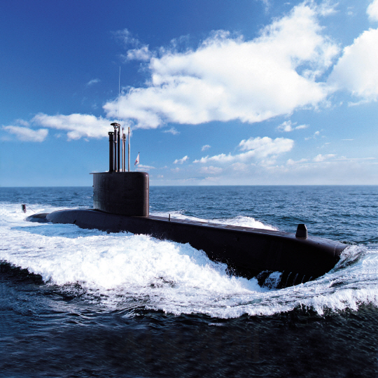대우조선해양이 건조해 대한민국 해군에 인도한 209급 잠수함 사진