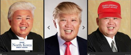 최근 해외 네티즌 사이에 김정은과 트럼프를 합성한 이미지가 인기를 끌고 있다. /출처=이미지사이트 임거·보드판다