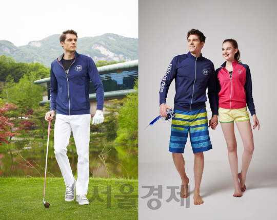 기능성 스포츠웨어 전문 브랜드 애플라인드가 여름용으로 출시한 ‘아이스큐브 재킷’ 제품을 모델들이 착용한 모습./사진제공=애플라인드