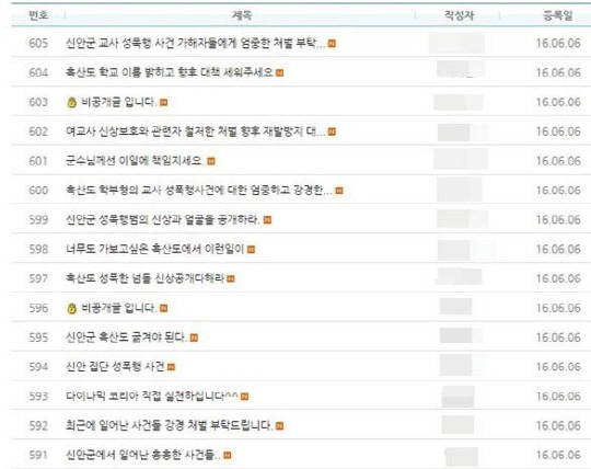 학부모 등 동네주민 3명이 초등학교 여교사를 성폭행한 사건을 두고 신안군청 홈페이지에 비난이 빗발치고 있다./ 출처=신안군청 홈페이지