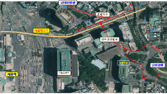 서울역고가-인근 빌딩 연결통로 설치 후 보행로 동선./사진제공=서울시