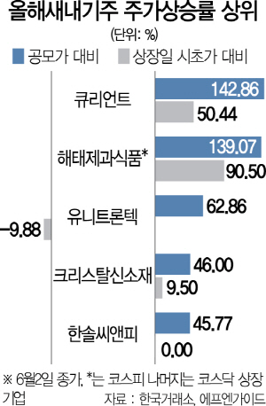 1015B02 올해새내기주 주가상승률 상위