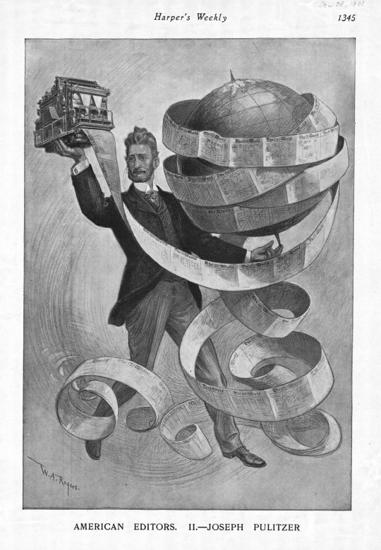 1901년 12월 29일 하퍼스 위클리에 게재된 퓰리처의 삽화로 윌리엄 로저스가 그렸다.