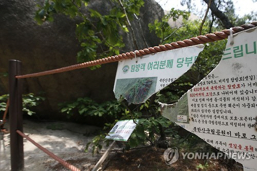 피해자의 시신이 발견된 사패산 등산로 모습/연합뉴스