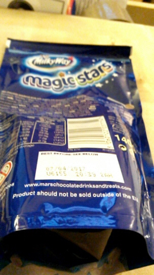 EU외에서 해당 상품을 판매할 수 없다고 명시된 매직스타 (Magic Star)초콜릿/ 출처=트위터