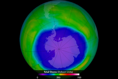 2015년 관측된 오존홀(Ozone Hole)./출처=구글