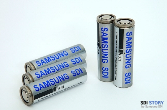 삼성SDI의 원통형 배터리 18650 제품./사진제공=삼성SDI