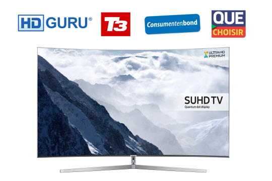 삼성 퀀텀닷 SUHD TV가 네덜란드 소비자 연맹지 ‘콘수멘텐본드’와 프랑스 소비자 연맹지 ‘끄 슈와지르’에서 올해 출시된 TV 중 최고의 제품’으로 선정했다./사진제공=삼성전자