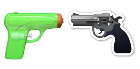 애플의 물총과 권총 이모지./출처=애플 웹사이트