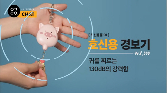인기 아이돌그룹 씨스타가 호신용 경보기 등 호신용품을 소개하고 있다./동영상캡처