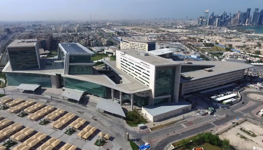현대건설이 뛰어난 설계능력과 사업수행능력을 바탕으로 지난 5월 완공한 카타르 하마드 메디컬시티 전경./사진제공=현대건설