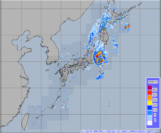 22일 오후 1시 25분 기준 9호 태풍 민들레 상황 /자료=일본 기상청