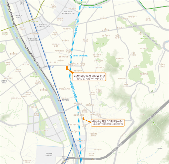 e편한세상 독산 더타워 현장 및 견본주택 위치도 /사진제공=대림산업