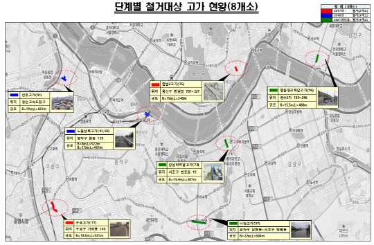 내년부터 철거되는 서울 고가차도 8개소 위치도.  /자료제공=서울시