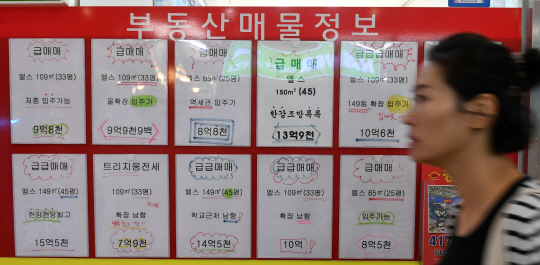전국 아파트 값이 역대 최고가 기록을 갈아 치우고 있는 19일 서울 송파구의 한 공인중개소 앞을 시민들이 지나가고 있다./권욱기자