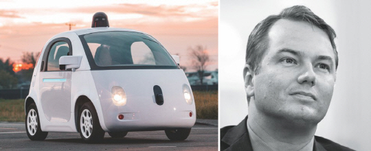 구글 무인자동차 프로젝트를 이끄는 크리스 엄슨은 자율주행기술이 주행, 주차, 환승에 걸리는 시간을 줄일 수 있다고 주장하고 있다. 왼쪽은 구글의 최초 자율주행 콘셉트카.