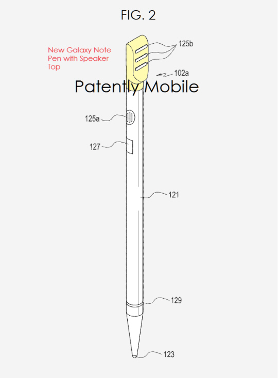 삼성이 미국에 특허 출원한 스피커를 탑재한 S펜 /사진=미국 특허상표청