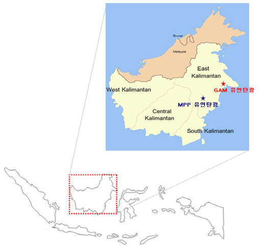 인도네시아 동부 칼리만탄주에 위치한 LG상사의 GAM 광산 위치도 /사진제공=LG상사