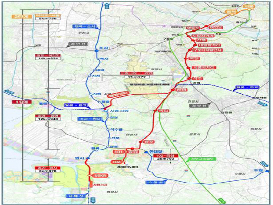 2023년 개통될 신안산선 지도. 빨간색 표시된 선이 노선도다. /자료제공=기획재정부