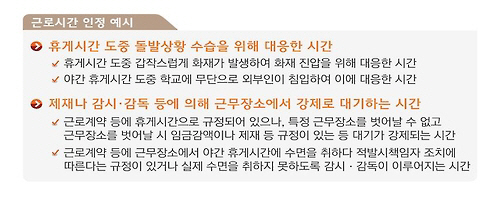 감시단속적 근로자 근로·휴게시간 구분 가이드라인 내용./출처=부산고용노동청