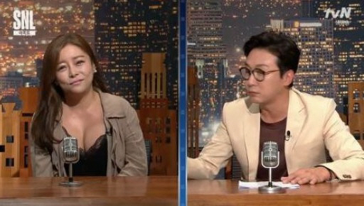 화요비, ‘SNL8’ 섹시 여기자로 깜짝 등장…‘볼륨감 폭발’