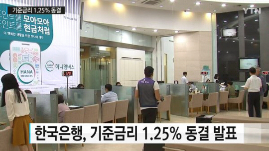 한국은행 기준금리 동결, 연1.25%로 유지 ‘통화정책 운용 합의’