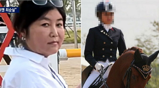 최순실(왼)과 정유라(오)./출처=JTBC 뉴스룸 화면 캡처