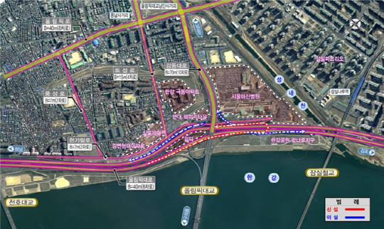 올림픽대교 남단IC 연결램프 구조개선 공사 노선도. /사진제공=서울시