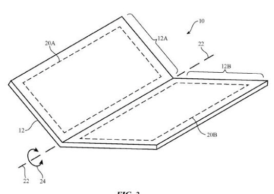 애플이 미국 특허청에 등록한 접었다 펼 수 있는 벤더블 아이폰 디자인/이미지제공=USTO