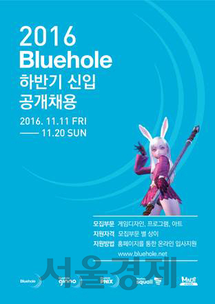 블루홀의 신입사원 공개 채용 안내 포스터 /사진제공=블루홀