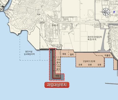 포스코건설 컨소시엄이 수주한 울산신항 남항 방파호안 축조공사 위치도.  /사진제공=포스코건설
