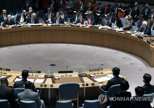 유엔 안전보장이사국의 회의 모습이다./연합뉴스