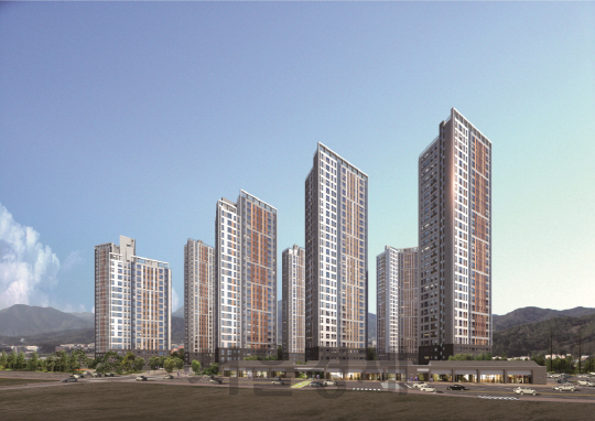 GS건설이 경북 김천시 부곡동에 930가구의 아파트(센트를 자이)를 건립하고 있다.