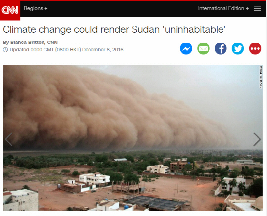 수단 모래 폭풍 ‘하부브’/사진=CNN