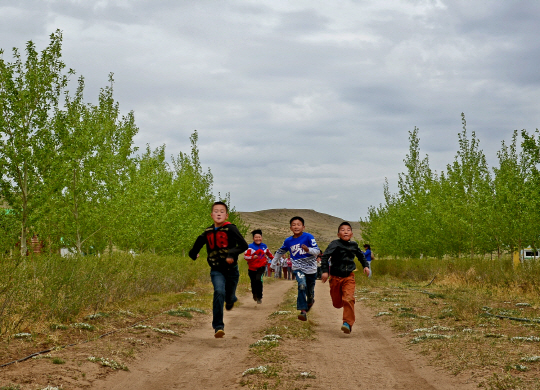 산림청이 조성한 몽공 그린벨트 조림사업지에서 어린이들이 뛰어놀고 있다. 사진제공=산림청