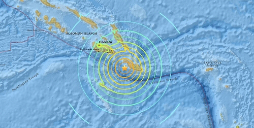 미국 지질조사국의 솔로몬제도 지진 지도/연합뉴스