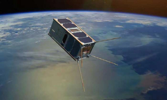 ‘QB50’프로젝트에 따라 내년 1월부터 50대의 소형위성이 지구 대기를 떠다니는 게 되는 ‘큐브샛(CubeSat)’상상도. /이미지=호주우주기술연구센터
