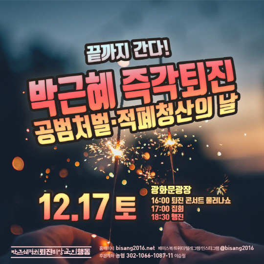 8차 촛불집회 포스터. 출처=박근혜정권퇴진 비상국민행동 페이스북