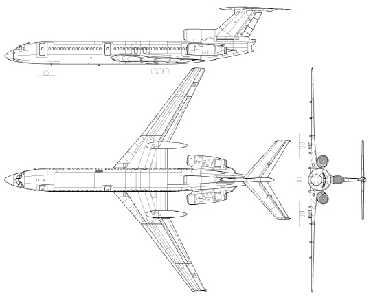 투풀례프(Tu)-154 항공기 도면/위키피디아