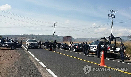 멕시코 경찰이 검문을 실시하고 있다. /EPA=연합뉴스