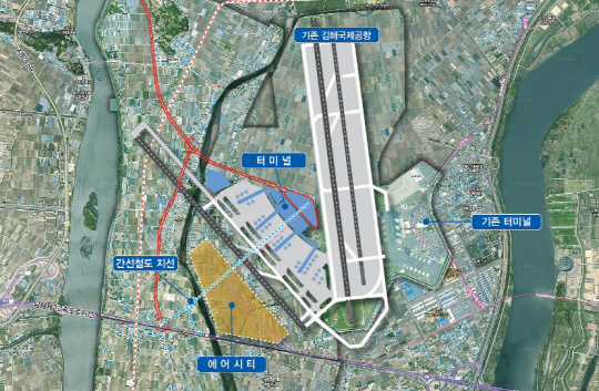 부산시는 올해 반드시 해결해야 할 현안으로 김해신공항 건설과 2030등록엑스포 유치를 꼽고 있다. 김해신공항 계획도. /사진제공=부산시