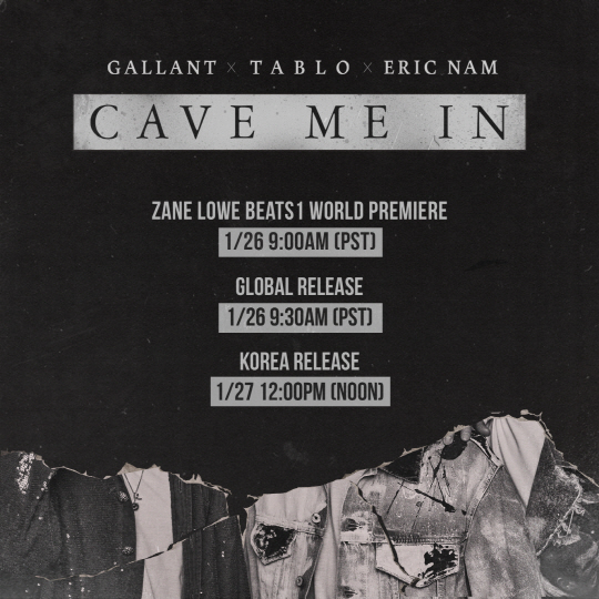 타블로, 갈란트·에릭남과 콜라보 싱글 ‘Cave Me In’ 27일 발표