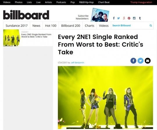 빌보드 2NE1 최고 노래 선정, 1위 ‘내가 제일 잘 나가’…2위는?